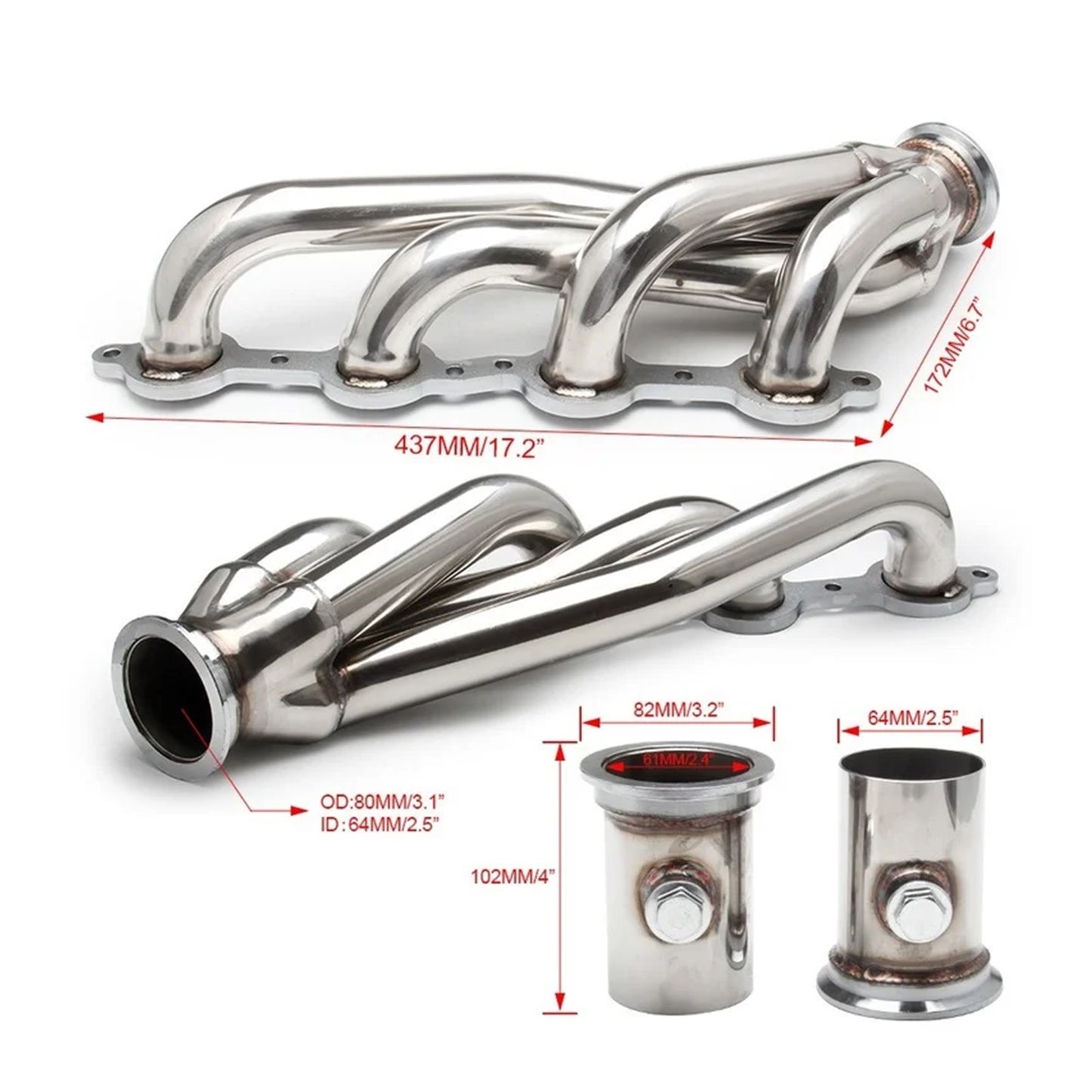 Stainless Steel Exhaust Manifold for Chevrolet C10 LS1 LS2 LS3 LS6 Downpipe with Gaskets - Hogen Exhaust