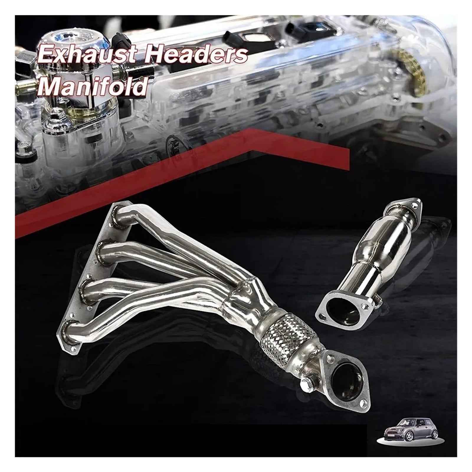 Stainless Steel Long Tube Mini Cooper Exhaust Headers for R53 1.6L Engine